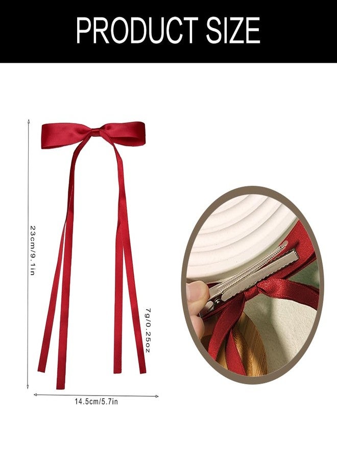 LAOTIDui Red Hair Bows for Women,Red Hair Ribbon for Girls,Valenties Gifts for Teen Girls,Coquette Long Hairs Clips,Hairs Accessories for Festival Party Cosplay Supplies 2Pcs - Image 2